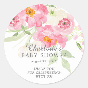 Spring Blossoms Floral Baby Shower Classic Round Sticker