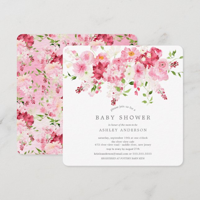 Spring Blossoms Floral Baby Shower Invitation (Front/Back)