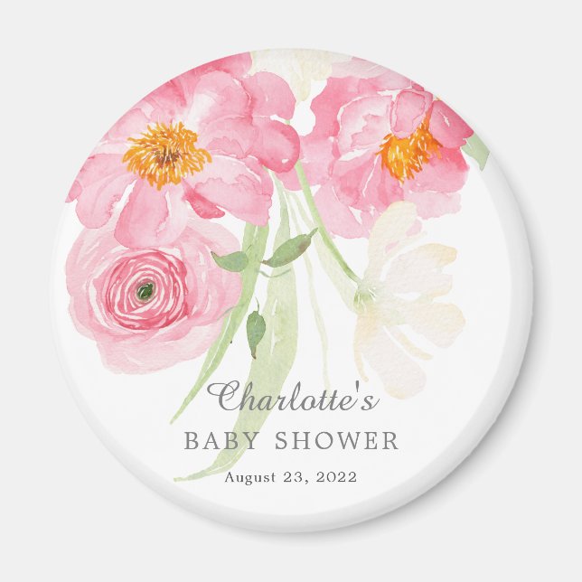 Spring Blossoms Floral Baby Shower Magnet (Front)