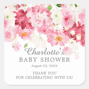 Spring Blossoms Floral Baby Shower Square Sticker