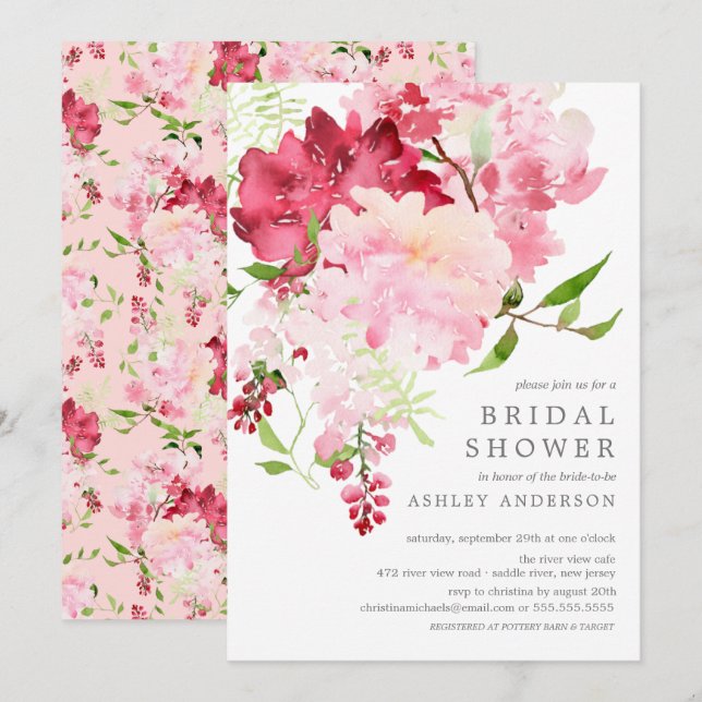 Spring Blossoms Floral Bridal Shower Invitation (Front/Back)