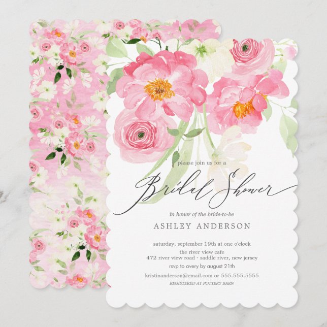 Spring Blossoms Floral Bridal Shower Invitation (Front/Back)