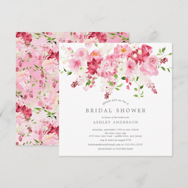 Spring Blossoms Floral Bridal Shower Invitation (Front/Back)