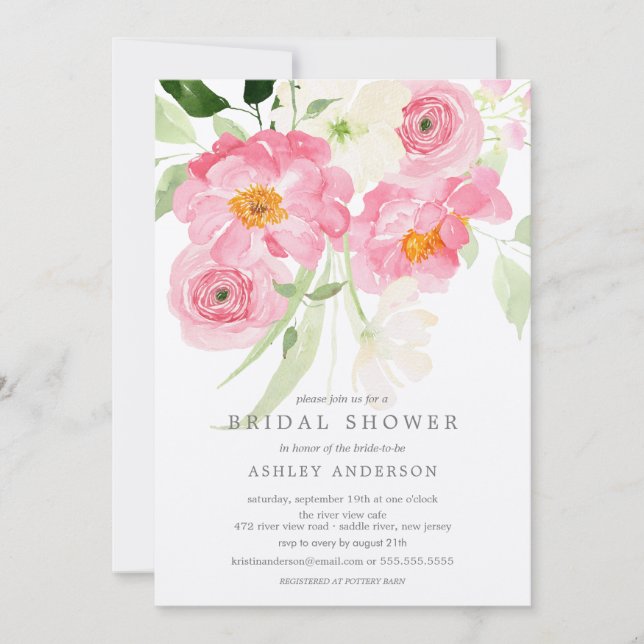Spring Blossoms Floral Bridal Shower Invitation (Front)
