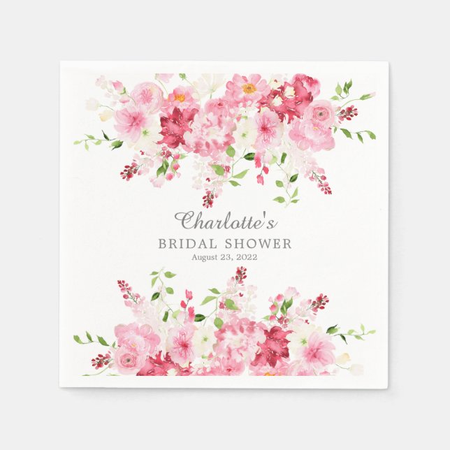 Spring Blossoms Floral Bridal Shower Napkins (Front)