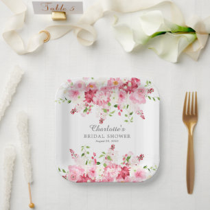 Spring Blossoms Floral Bridal Shower Paper Plates