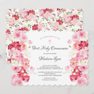 Spring Blossoms Floral Communion Invitation