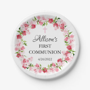 Spring Blossoms Floral Communion Paper Plate