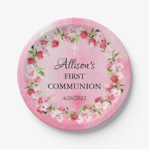 Spring Blossoms Floral Communion Paper Plates