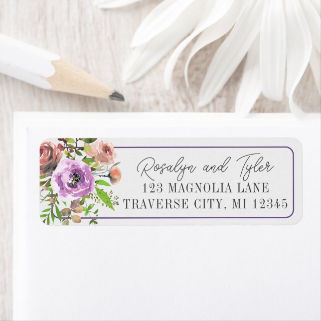 Spring Blossoms Floral Purple Peach Violet Address (Insitu)