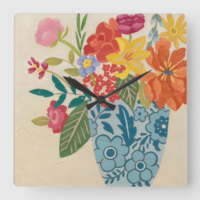 Spring Blossoms I Square Wall Clock (Front)