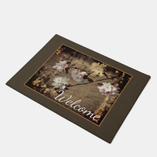 Spring Blossoms In Sepia Partial Colour Welcome Doormat
