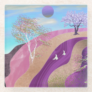 Spring Blossoms Landscape Glass Coaster