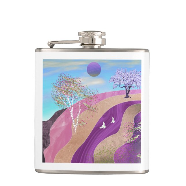 Spring Blossoms Landscape Hip Flask (Front)