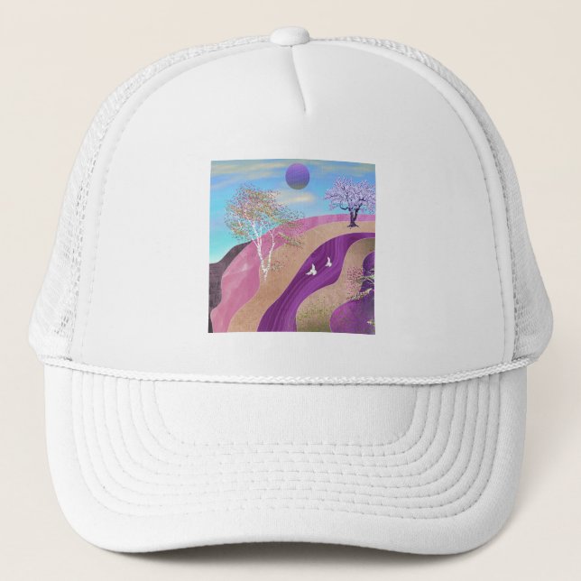 Spring Blossoms Landscape Trucker Hat (Front)