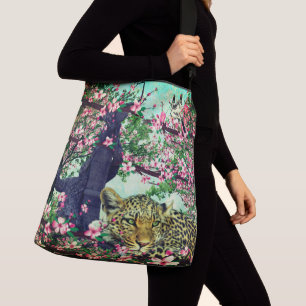 Spring blossoms Leopard Birds Nature Crossbody Bag