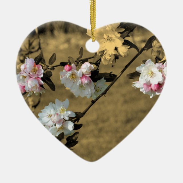 Spring Blossoms On Sepia Flower Ornament (Front)