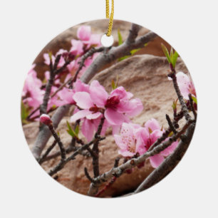 Spring Blossoms on Zion Rocks Ceramic Tree Decoration
