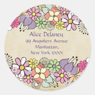 Spring Blossoms Return Address Heart Stickers