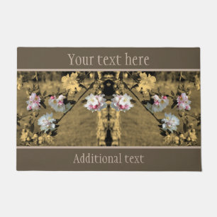 Spring Blossoms Sepia Partial Colour Personalised Doormat