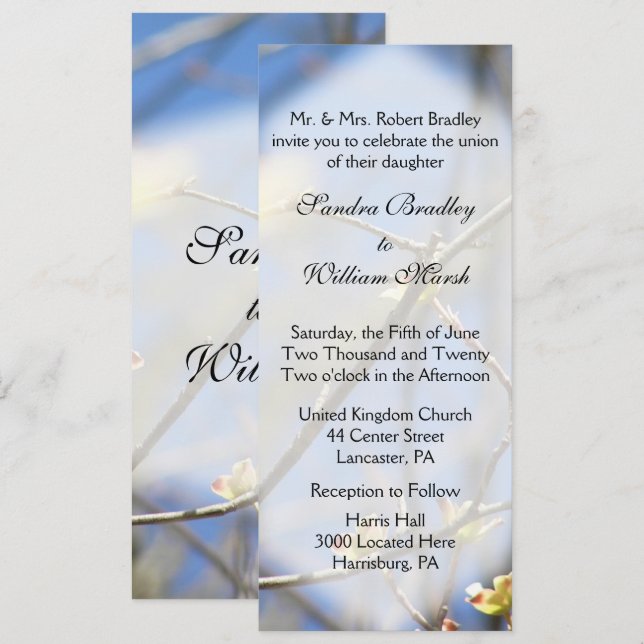 Spring Blossoms Wedding Invitation (Front/Back)