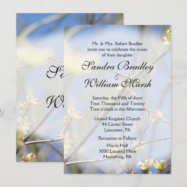 Spring Blossoms Wedding Invitation (Front/Back)