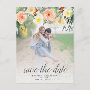 Spring Blossoms Wedding Photo Save The Date Announcement Postcard