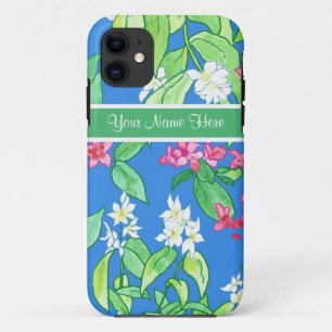 Spring Blossoms Weigela, Philadelphus on Blue iPhone 11 Case