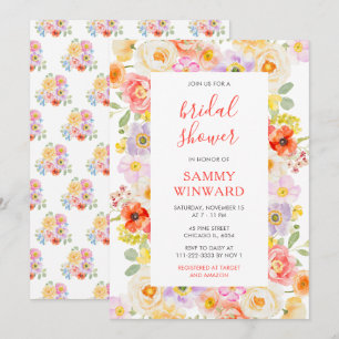 Spring Blossoms Wildflowers Bridal Shower Invitation