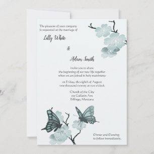 Spring Blossoms With Blue Butterflies