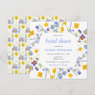 Spring Blue and Yellow Flowers Bridal Shower Invitation