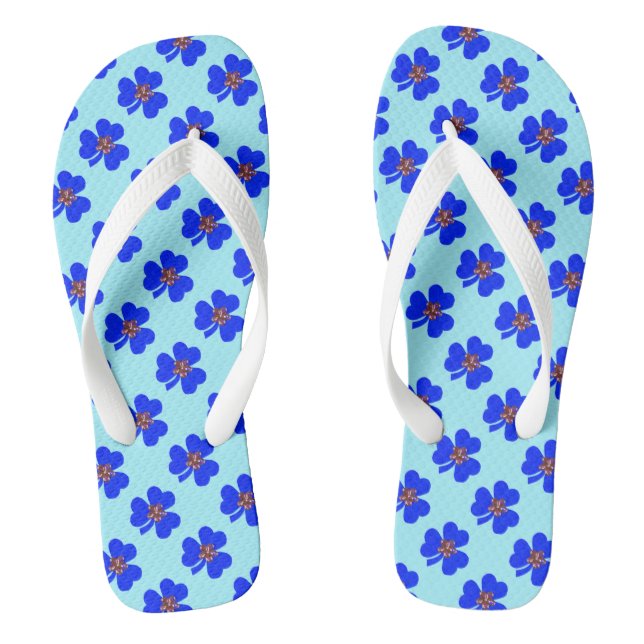 Spring blue, blue clovers flip flops (Footbed)