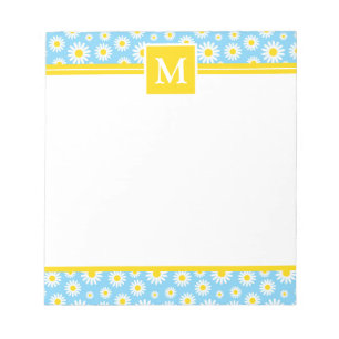 Spring Blue Daisies Monogram Notepad