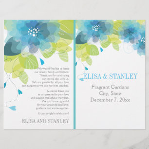 Spring blue flowers floral wedding program