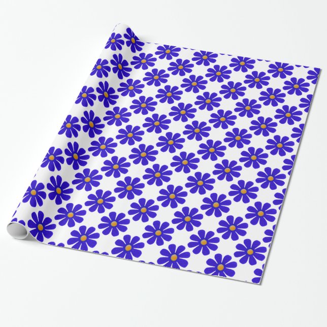 Spring blue flowers for all occasions wrapping paper (Unrolled)