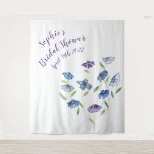 Spring Blue Purple Floral Bridal Shower Backdrop Tapestry