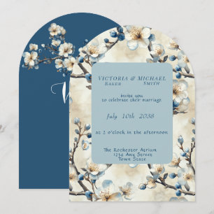 Spring Blue White Blossoms Wedding Invitation