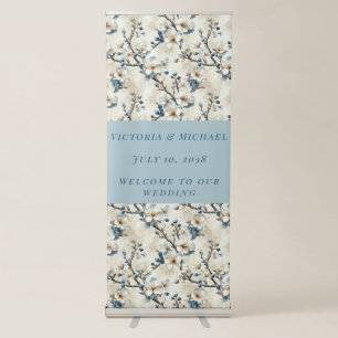 Spring Blue White Blossoms Wedding Retractable Banner