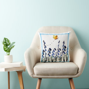 Spring Bluebells Butterfly Floral Cushion