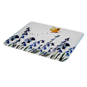Spring Bluebells Butterfly Floral Cutting Board