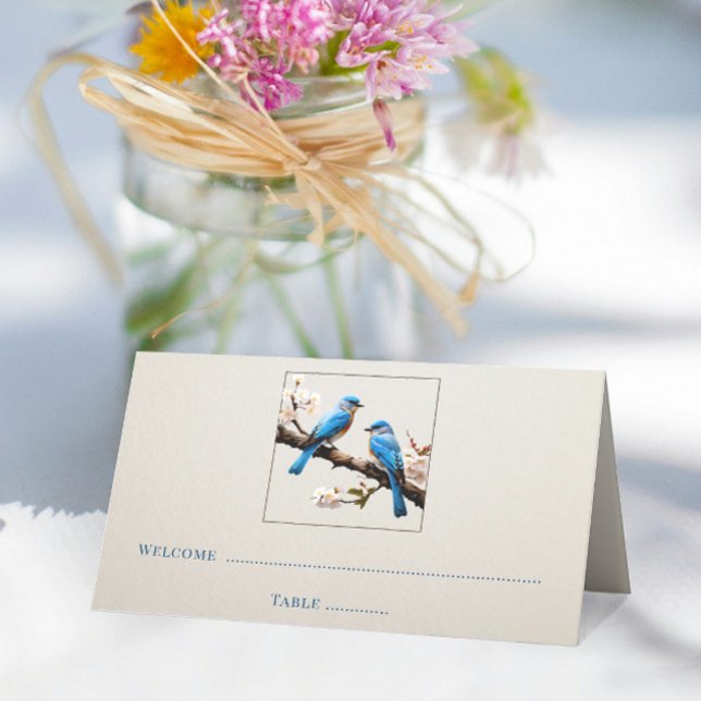 Spring Bluebirds Reception Place Card (Spring Bluebirds Wedding Reception Place Card)