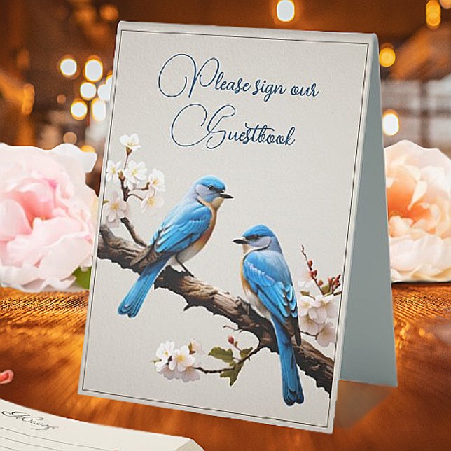 Spring Bluebirds Wedding (Spring Bluebirds Wedding Table Tent Sign)