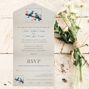 Spring Bluebirds Wedding All In One Invitation