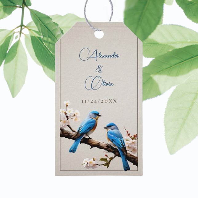 Spring Bluebirds Wedding Favour Gift Tags (Spring Bluebirds Wedding Favor Gift Tags)