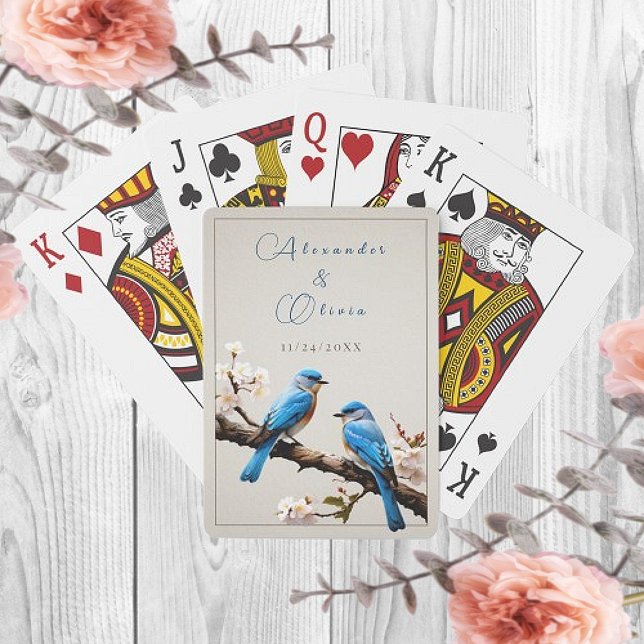 Spring Bluebirds Wedding Favour Playing Cards (Spring Bluebirds Wedding Favor Playing Cards)