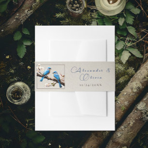 Spring Bluebirds Wedding Invitation Belly Band