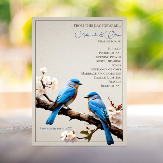 Spring Bluebirds Wedding Program (Spring Bluebirds Wedding Program)