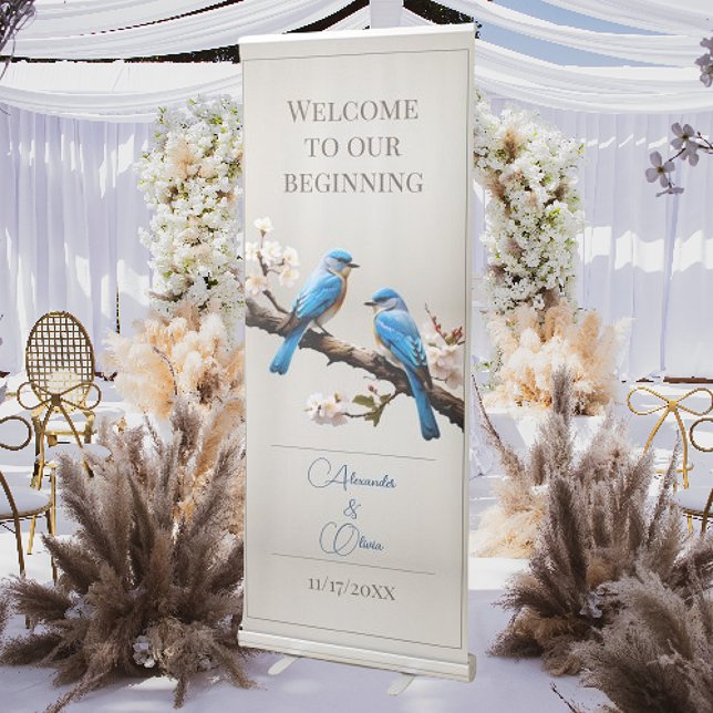 Spring Bluebirds Wedding Welcome Retractable Banner (Spring Bluebirds Wedding Welcome Retractable Banner)
