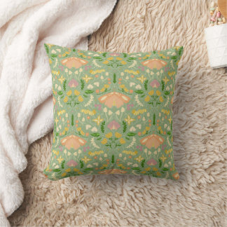 Spring Blush and Green Moths and Butterflies Cushion