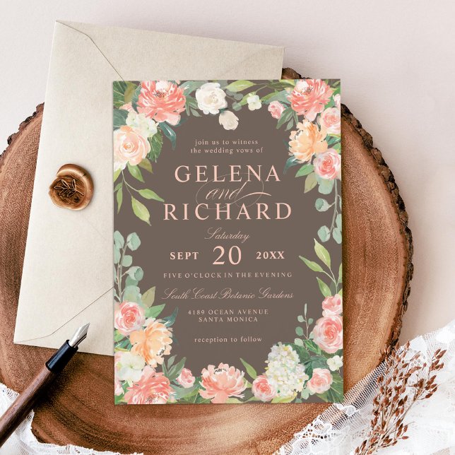 Spring Blush and Peach Watercolor Florals Wedding Invitation (Creator Uploaded)